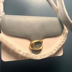 Gray and White Leather Shoulder Bag New